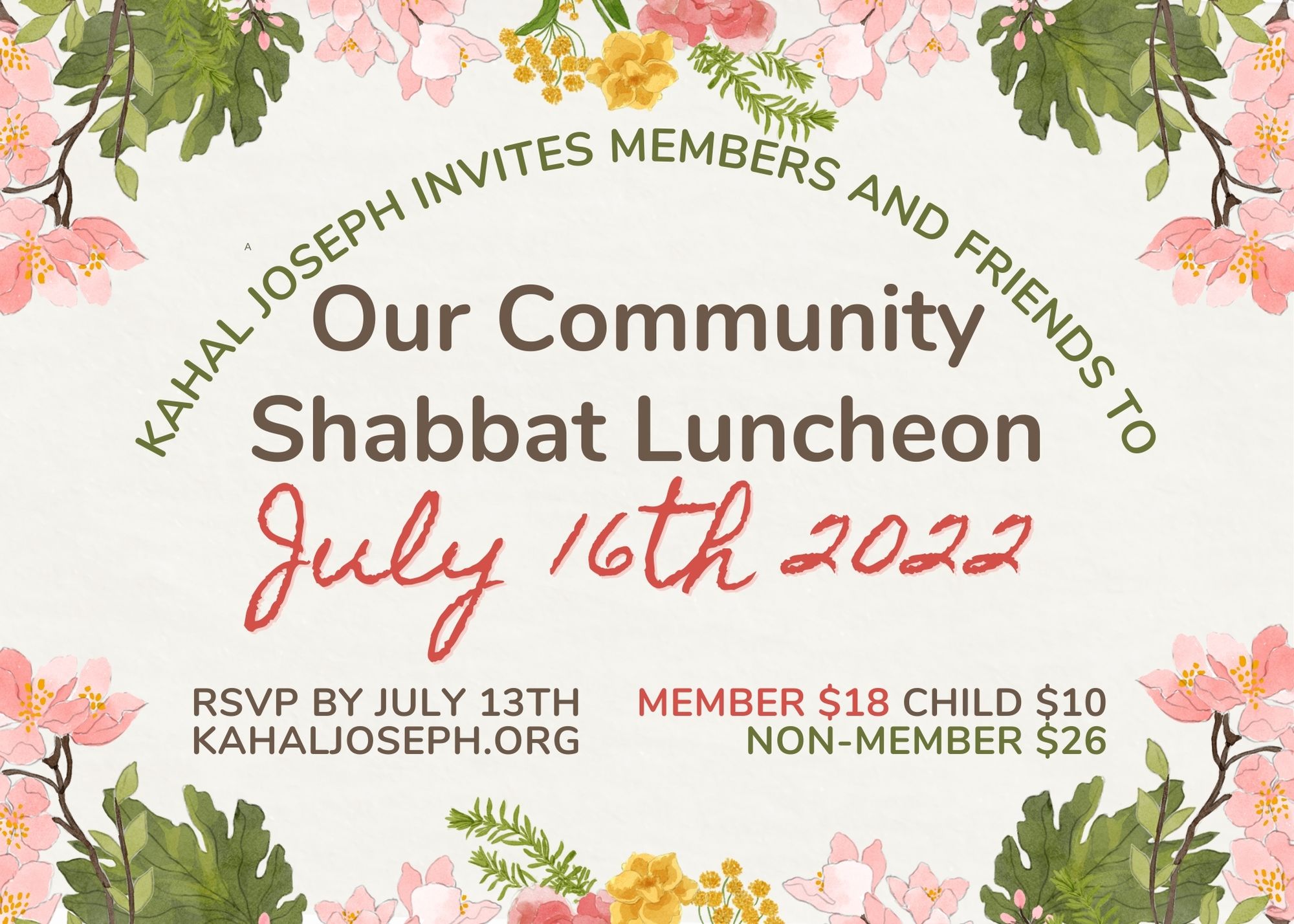 Community Shabbat Luncheon RSVP