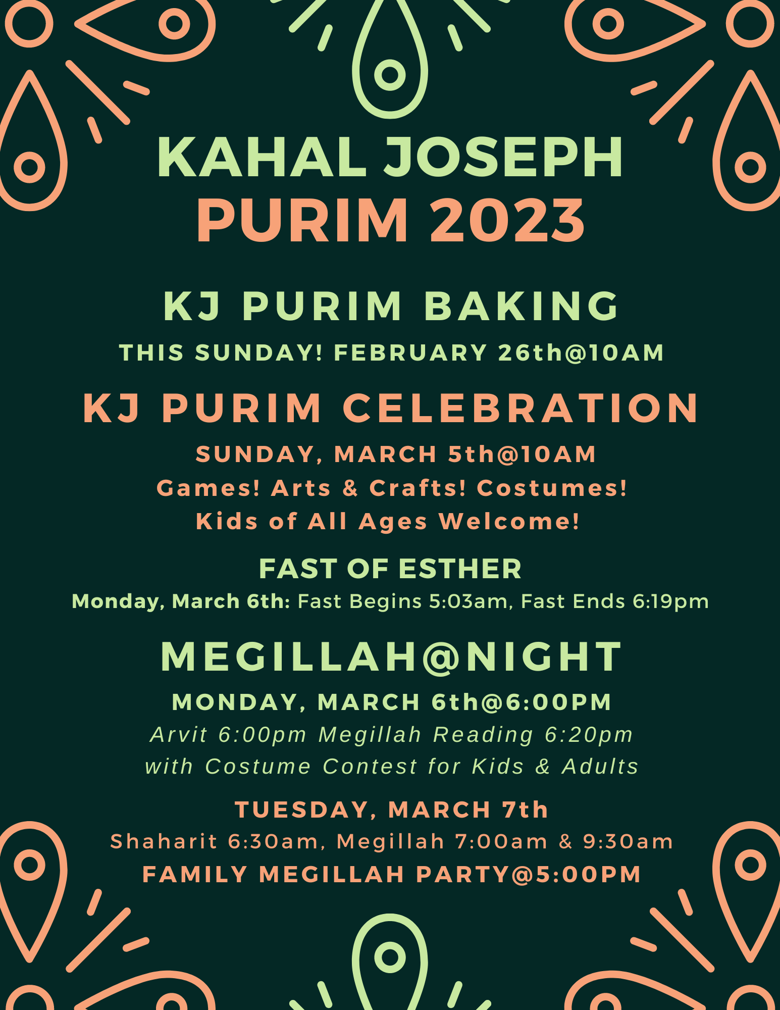 Save the Dates for Purim