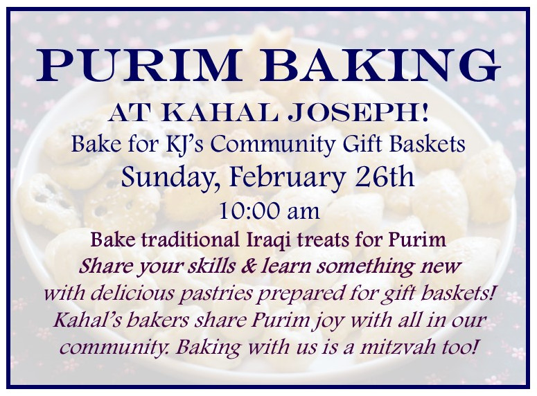 Purim Baking for Community Baskets