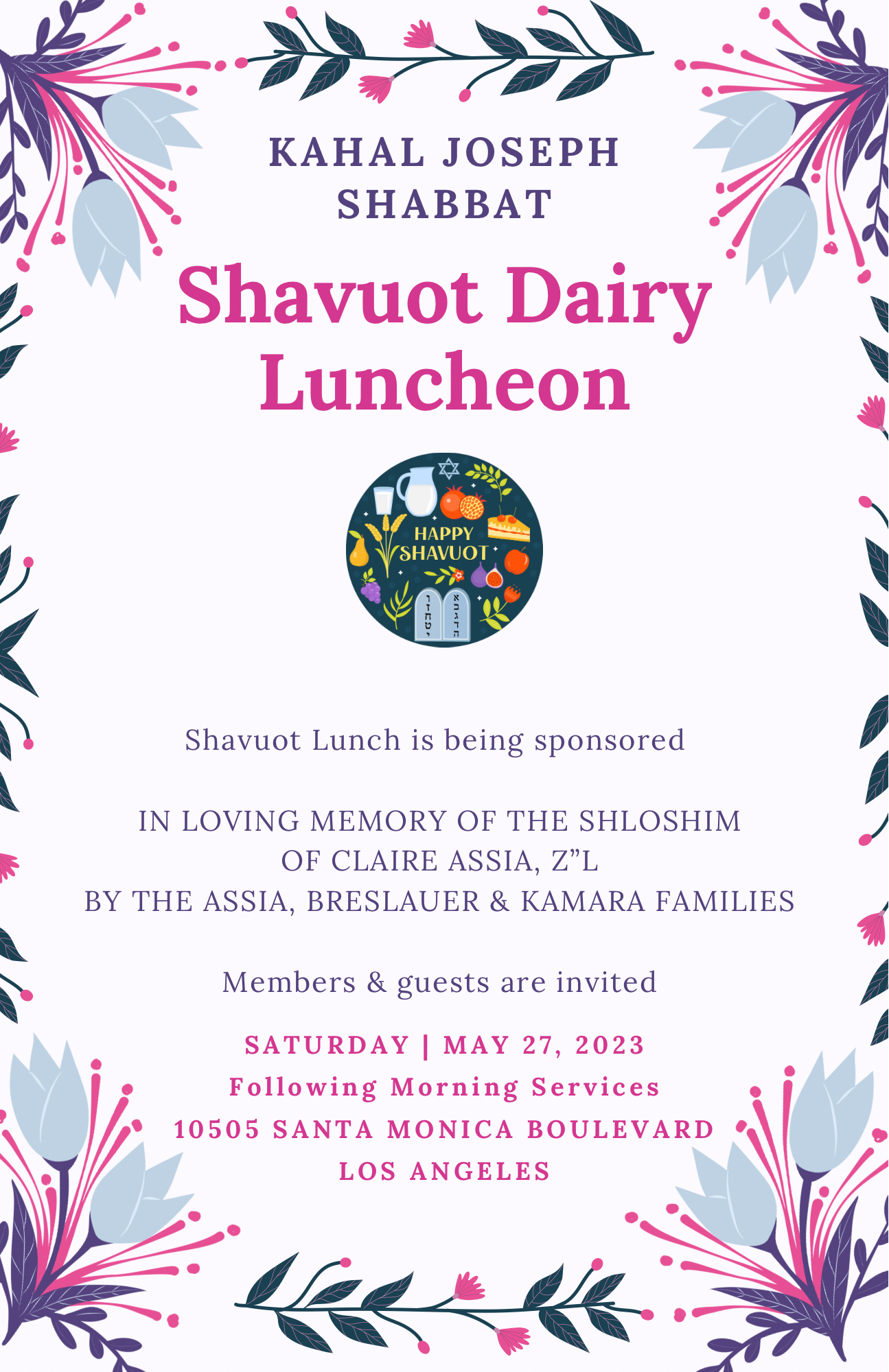Shavuot Luncheon